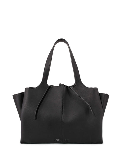 Luxury CELINE Leather Medium Tri-Fold Shopper Bag Black