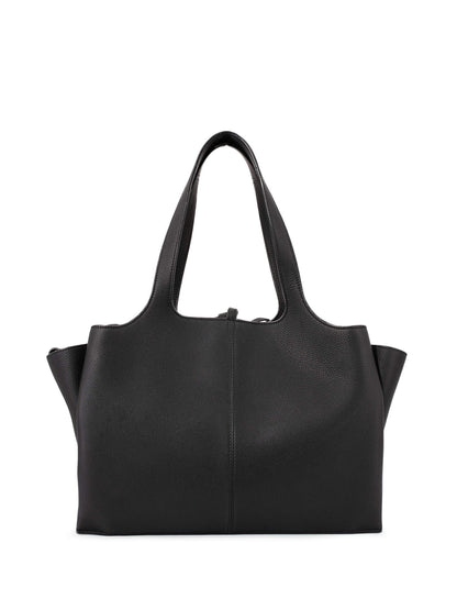 Luxury CELINE Leather Medium Tri-Fold Shopper Bag Black