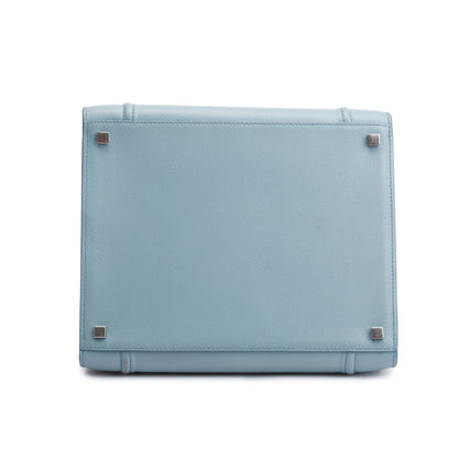 Celine Light Blue Drummed Calfskin Leather Mini Luggage Tote