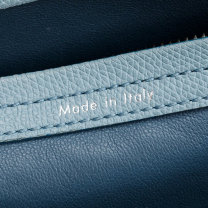 Celine Light Blue Drummed Calfskin Leather Mini Luggage Tote
