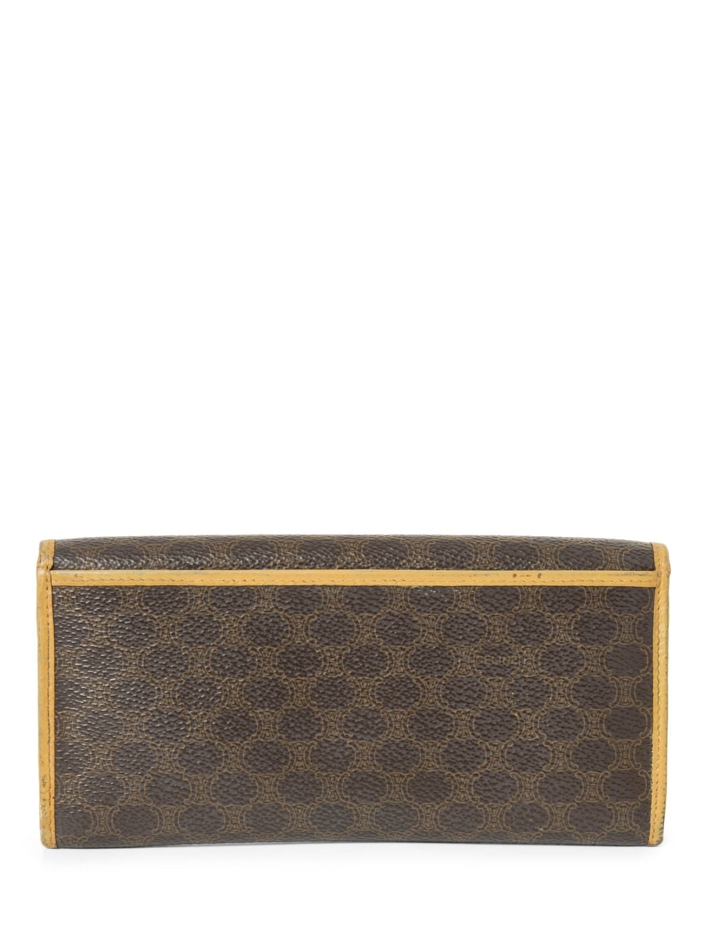Luxury CELINE Logo Canvas Flap Long Wallet Brown