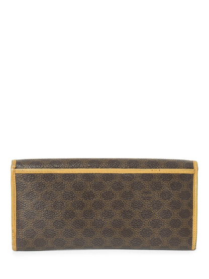 Luxury CELINE Logo Canvas Flap Long Wallet Brown