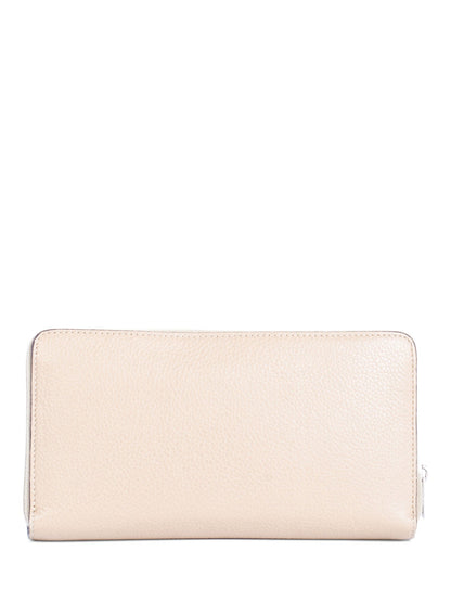 Luxury CELINE Logo Leather Zippered Wallet Beige