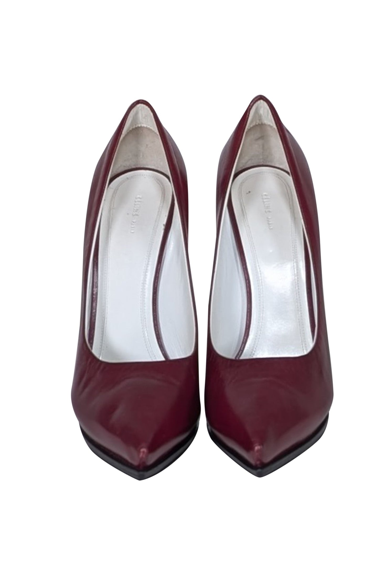 Luxury CELINE - Maroon Leather Chunky Heel Pumps Sz 10