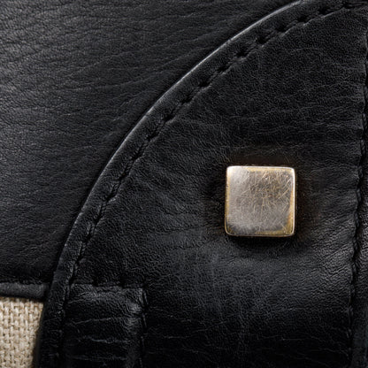 Celine Natural Canvas and Black & Navy Tricolour Calfskin Leather Mini Luggage Tote
