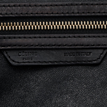 Celine Natural Canvas and Black & Navy Tricolour Calfskin Leather Mini Luggage Tote