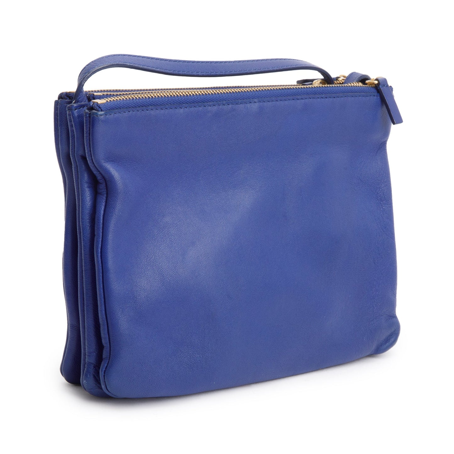 Celine Navy Blue Calfskin Leather Small Trio Crossbody Bag
