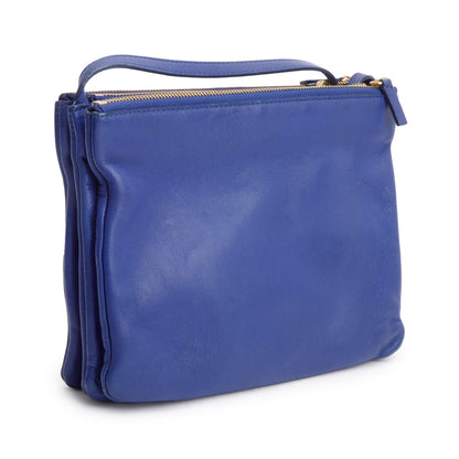 Celine Navy Blue Calfskin Leather Small Trio Crossbody Bag