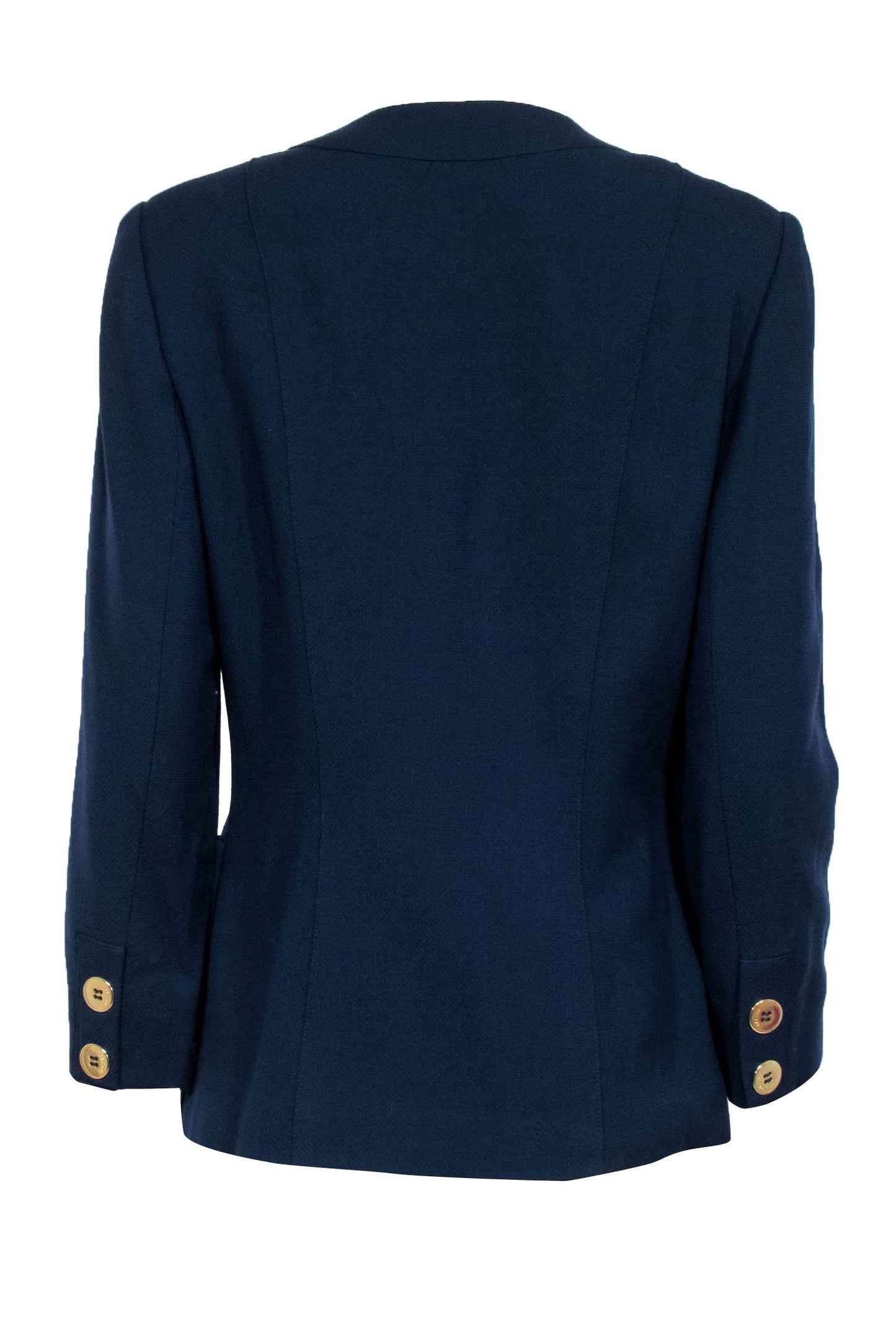 Luxury CELINE - Navy Blue Gold Button Front Blazer Sz 10
