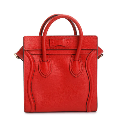 Celine Red Calfskin Leather Nano Luggage Tote