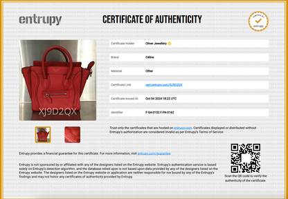 Celine Red Calfskin Leather Nano Luggage Tote