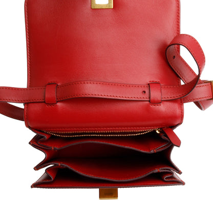 Celine Red Smooth Calfskin Small Classic Box Flap Bag