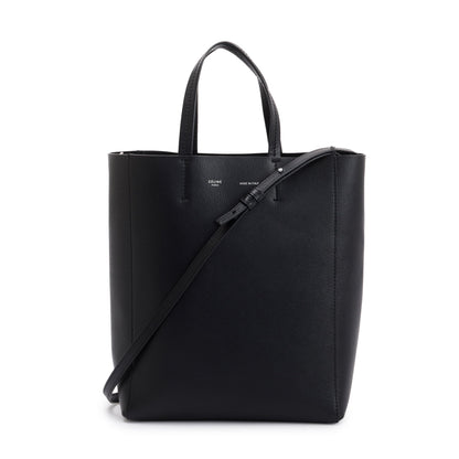 Celine Small Black Grained Calfskin Leather Vertical Cabas Tote