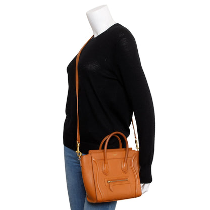 Celine Terracotta Smooth Calfskin Leather Nano Luggage Tote
