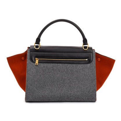 Celine Tricolor Calfskin Leather and Felt Medium Trapeze Bag