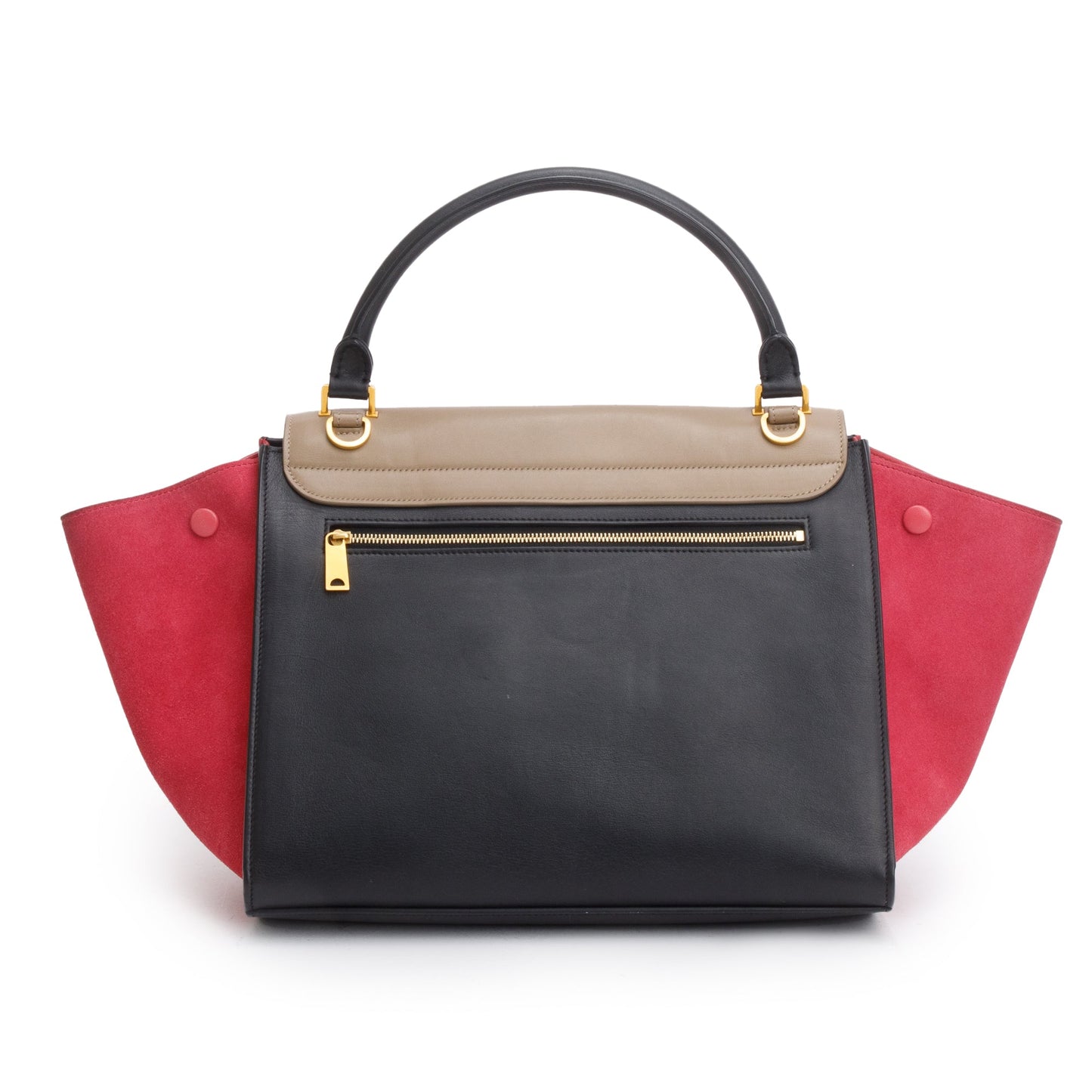 Celine Tricolor Calfskin Leather and Suede Medium Trapeze Bag