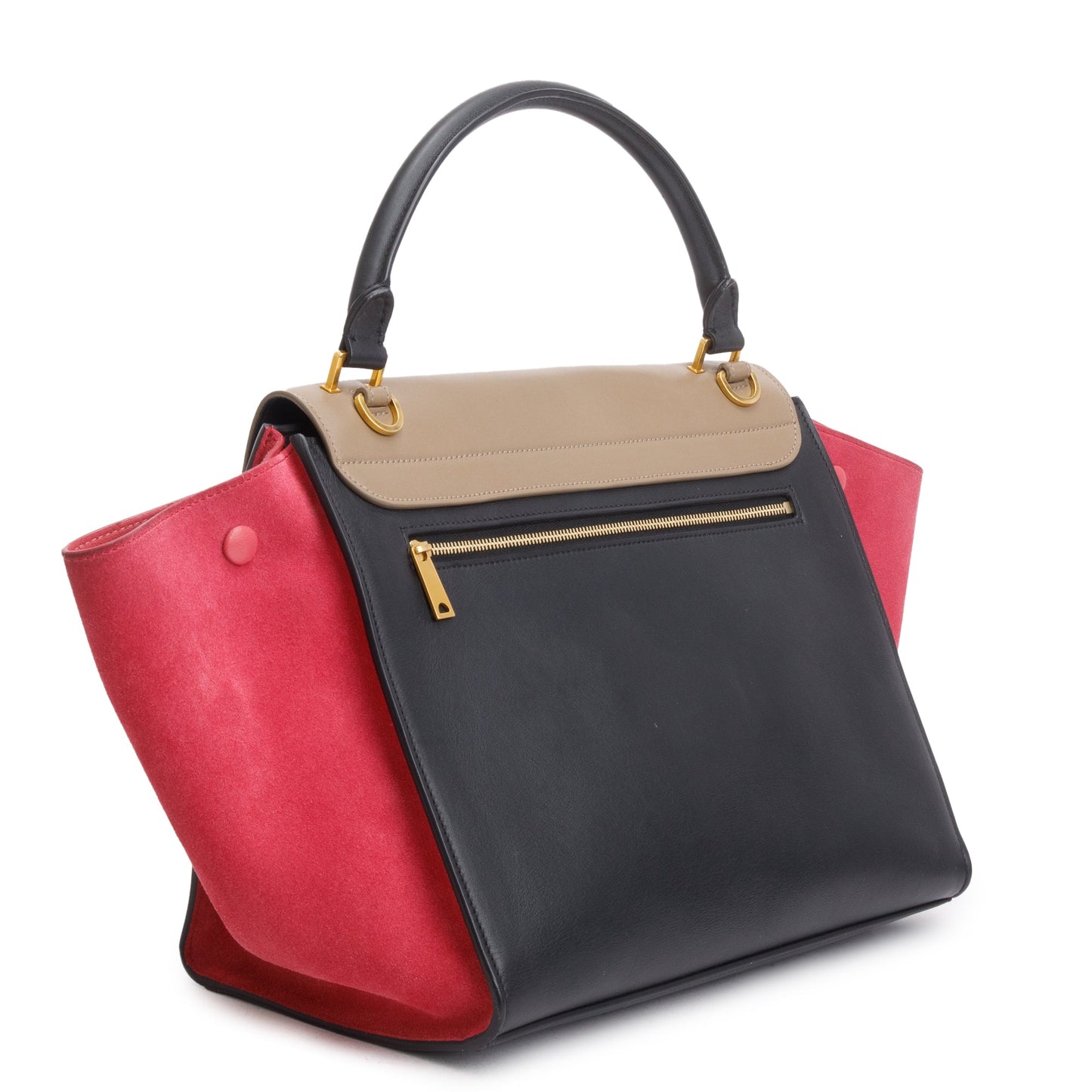 Celine Tricolor Calfskin Leather and Suede Medium Trapeze Bag