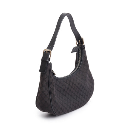 Celine Vintage Black Triomphe Canvas Ava Shoulder Bag