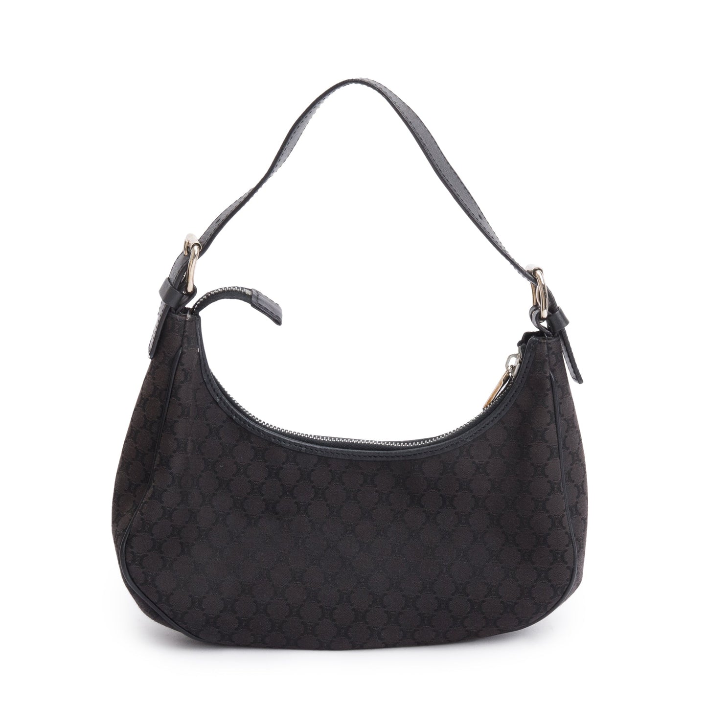 Celine Vintage Black Triomphe Canvas Ava Shoulder Bag