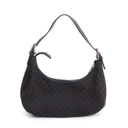 Celine Vintage Black Triomphe Canvas Ava Shoulder Bag