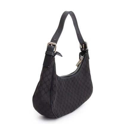 Celine Vintage Black Triomphe Canvas Ava Shoulder Bag