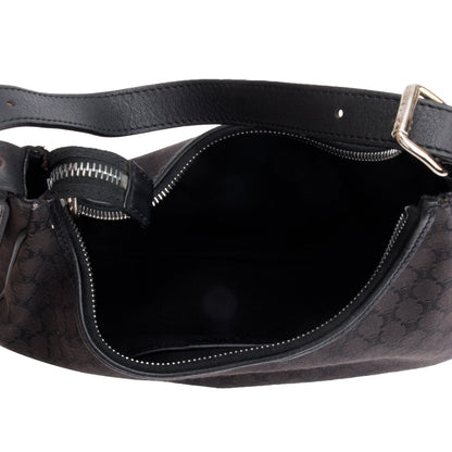 Celine Vintage Black Triomphe Canvas Ava Shoulder Bag