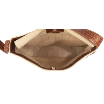Celine Vintage Crocodile Embossed & Canvas Shoulder Bag