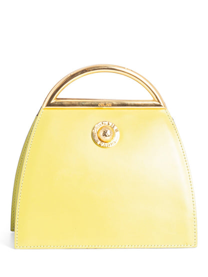 Luxury CELINE Vintage Leather Top Handle Mini Bag Yellow
