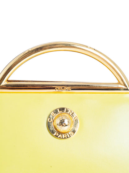 Luxury CELINE Vintage Leather Top Handle Mini Bag Yellow