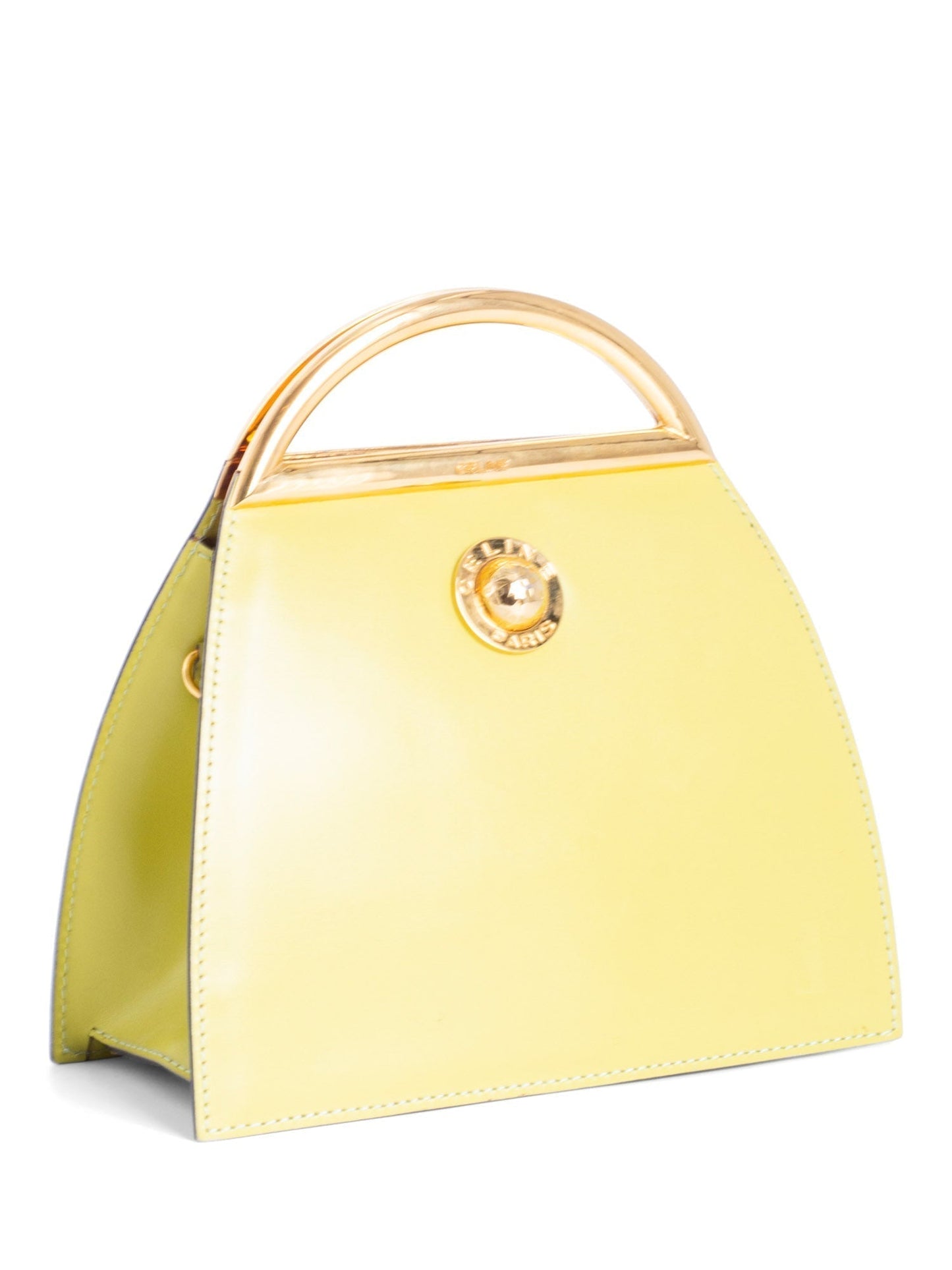 Luxury CELINE Vintage Leather Top Handle Mini Bag Yellow