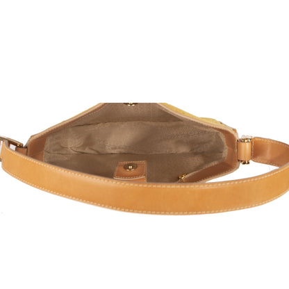 Celine Vintage Leather-Trimmed Monogram Suede Shoulder Bag