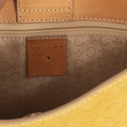 Celine Vintage Leather-Trimmed Monogram Suede Shoulder Bag