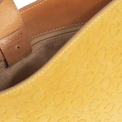 Celine Vintage Leather-Trimmed Monogram Suede Shoulder Bag