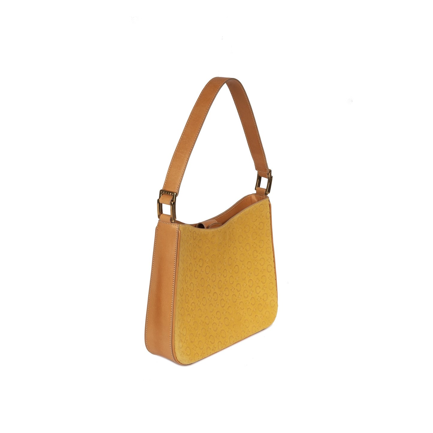 Celine Vintage Leather-Trimmed Monogram Suede Shoulder Bag