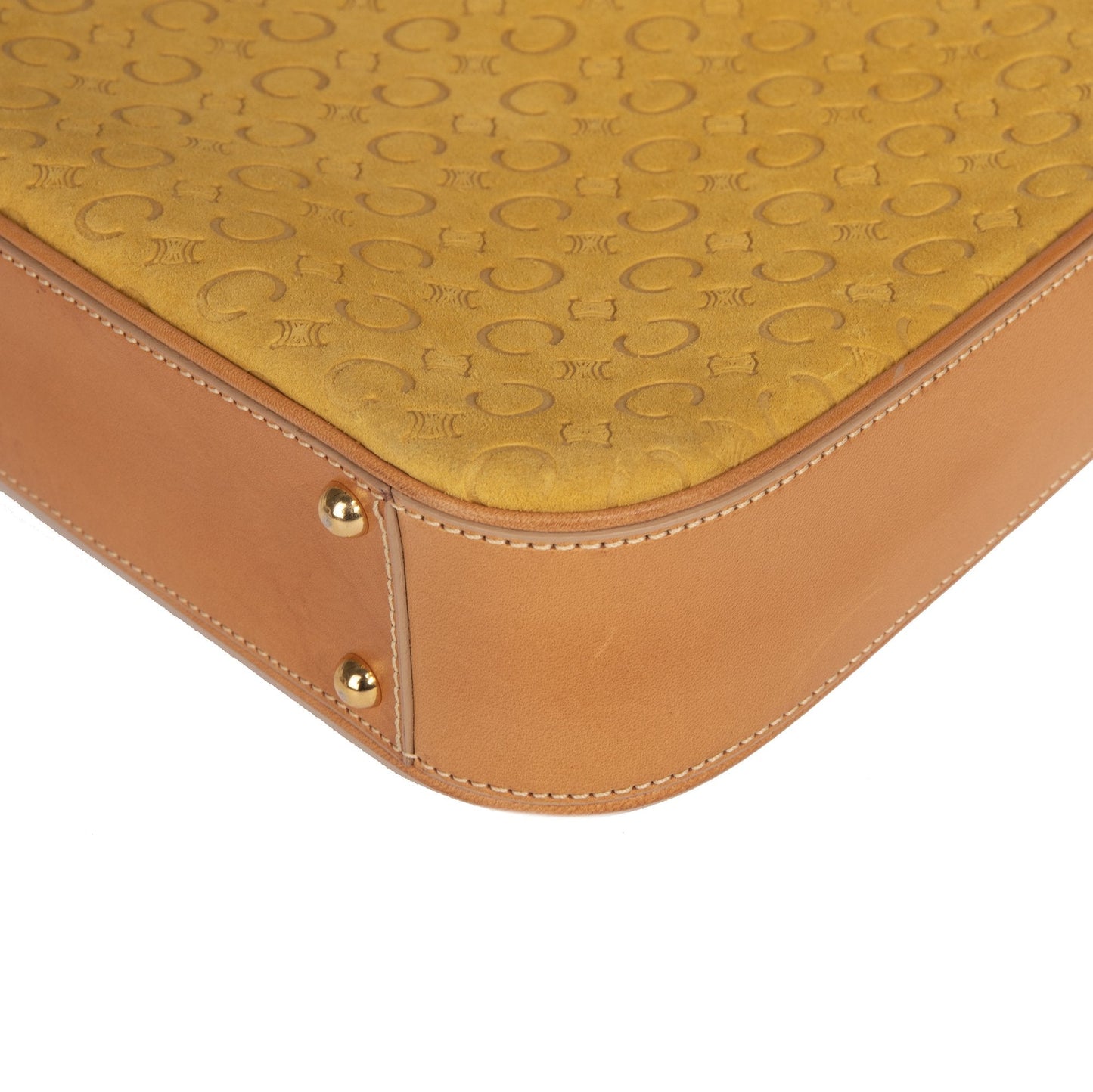 Celine Vintage Leather-Trimmed Monogram Suede Shoulder Bag