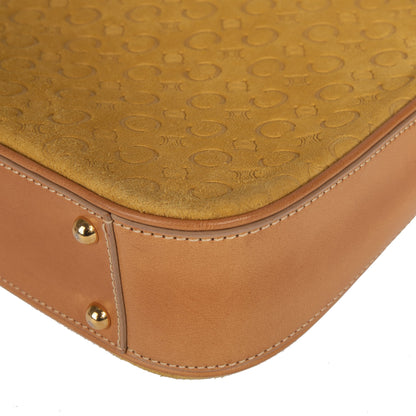 Celine Vintage Leather-Trimmed Monogram Suede Shoulder Bag