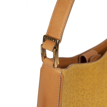 Celine Vintage Leather-Trimmed Monogram Suede Shoulder Bag