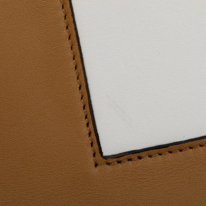 Celine White/Tan Smooth Calfskin Leather Medium Frame Shoulder Bag