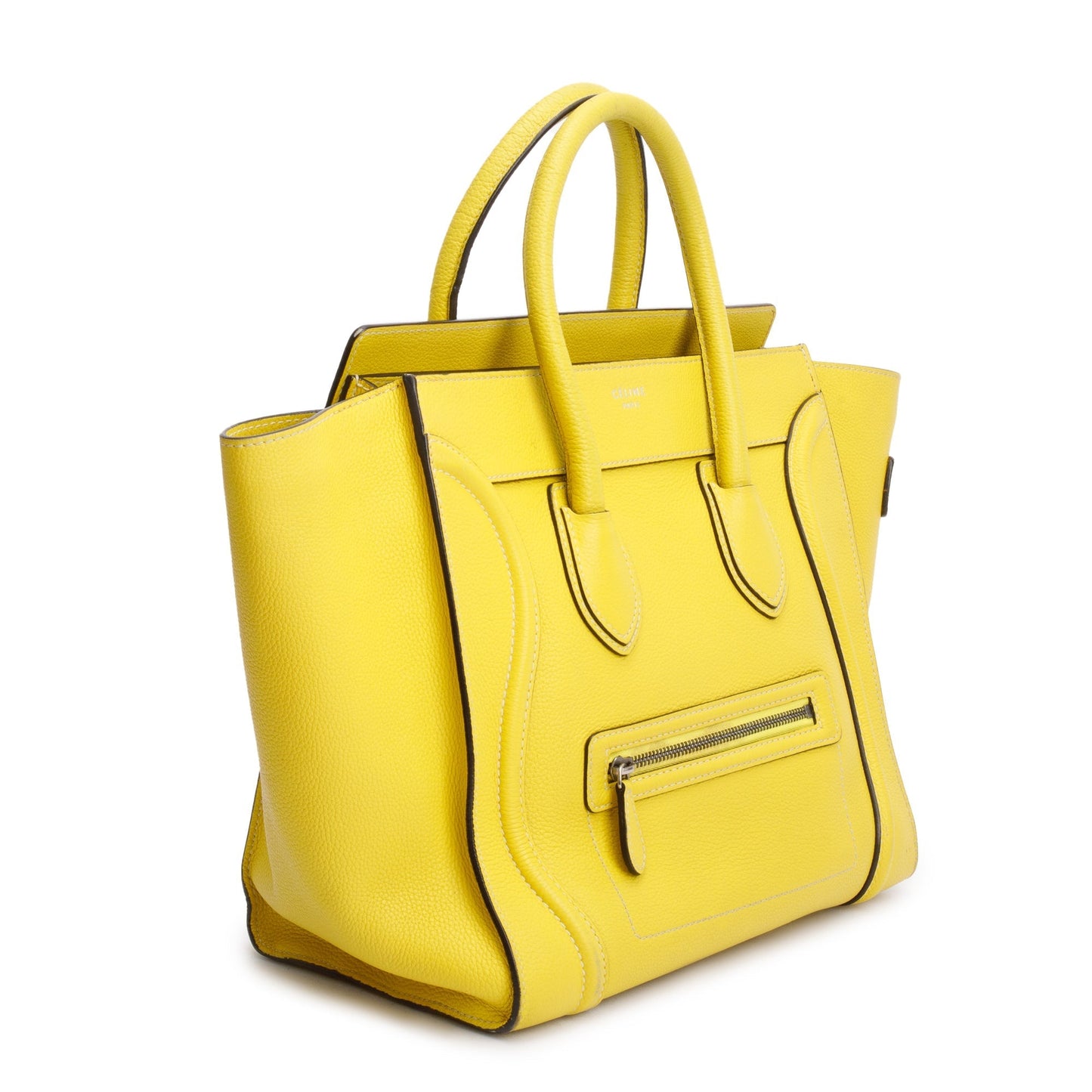 Celine Yellow Drummed Calfskin Leather Mini Luggage Tote