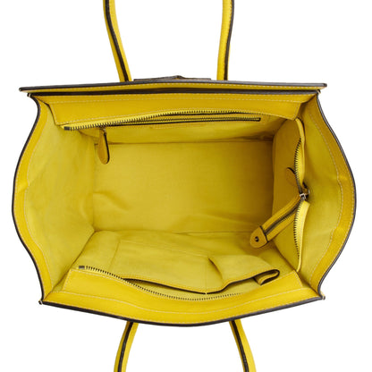 Celine Yellow Drummed Calfskin Leather Mini Luggage Tote