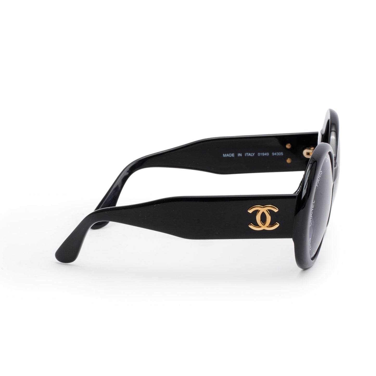 Chanel 01949 Black Acetate CC Logo Round Sunglasses