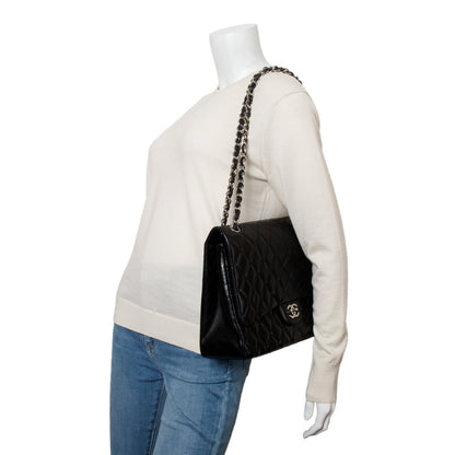 Chanel Black Lambskin Leather Classic Jumbo Single Flap Bag