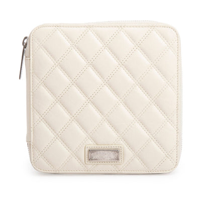 Chanel Cream Lambskin Quilted Zipped Tavel Pouch