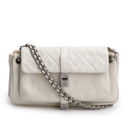 Chanel White Lambskin Mademoiselle Accordion Flap Bag