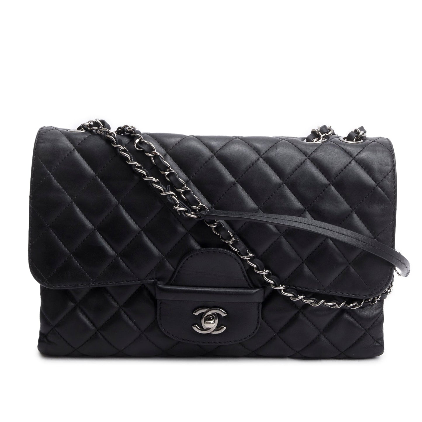 Chanel Black Quilted Lambskin Leather Coco Loop Flap Bag