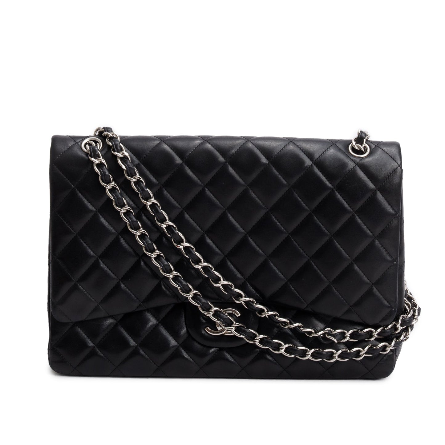 Chanel Black Lambskin Leather Classic Jumbo Single Flap Bag