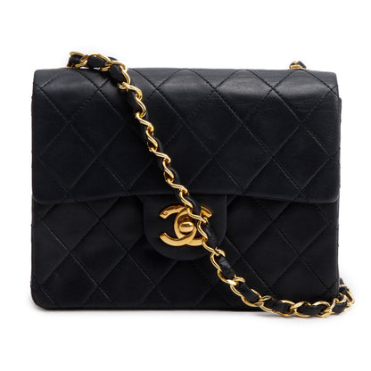 Chanel Vintage Black Lambskin Classic Mini Square Flap