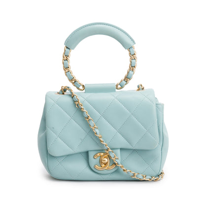 Chanel 2019 Teal Quilted Lambskin Leather Small In The Loop Flap Bag