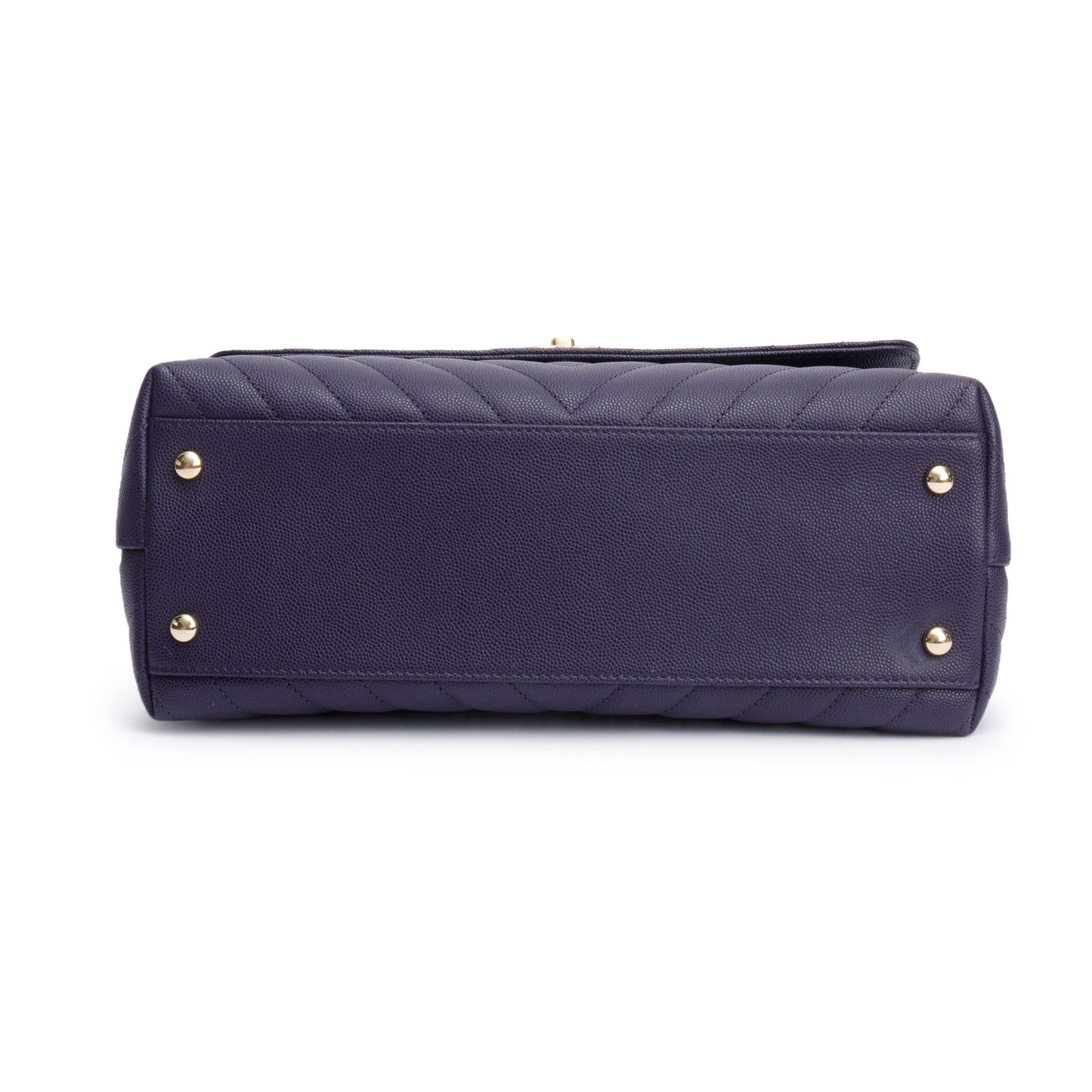 Chanel 202 Purple Chevron Quilted Caviar Leather Coco Top Handle Flap Bag