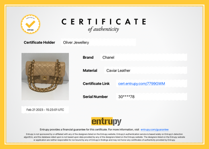 Chanel 2020 Beige Caviar Small Classic Double Flap Bag